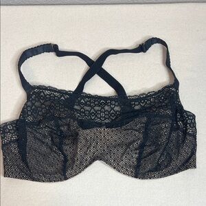 CACIQUE Black Lace Bra 40DDD – Convertible/Changeable Straps, Front Closure